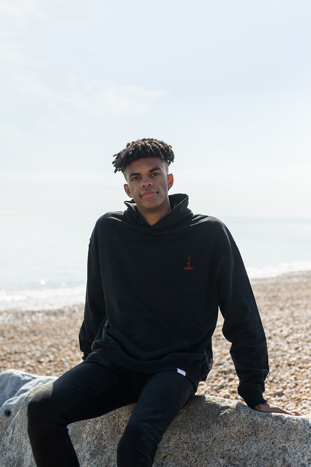 Unisex Black Lighthouse Logo Hoodie